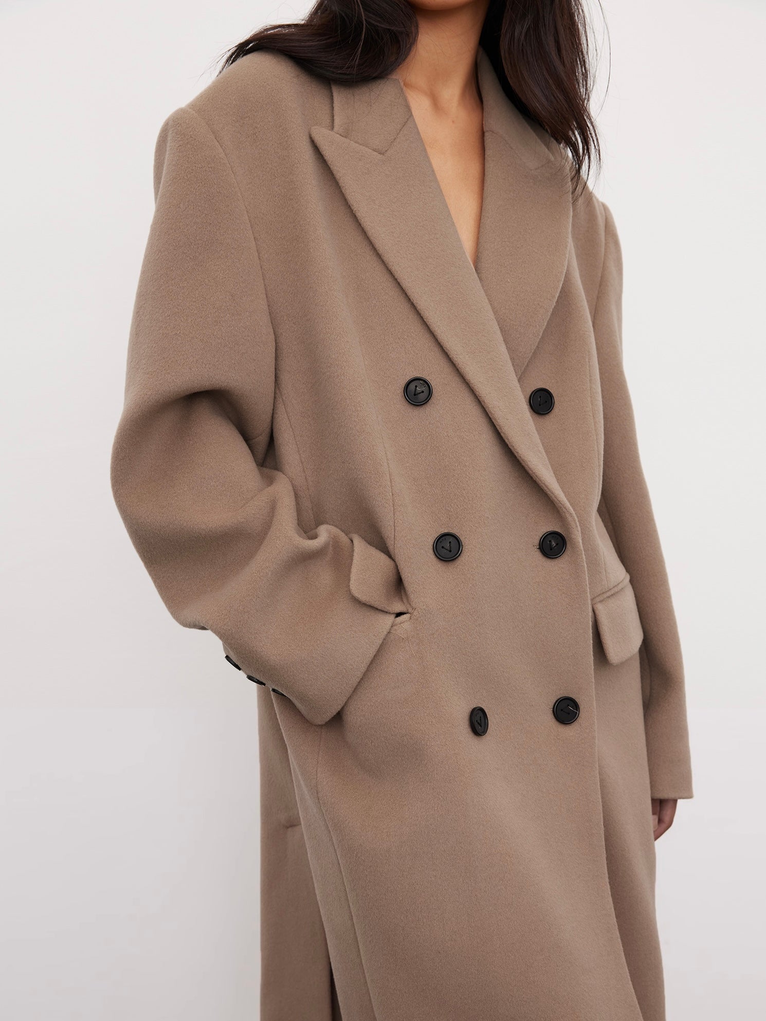 Marieke Wool Oversized Coat in Beige