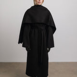 Eloise Wool Scarf Coat in Black