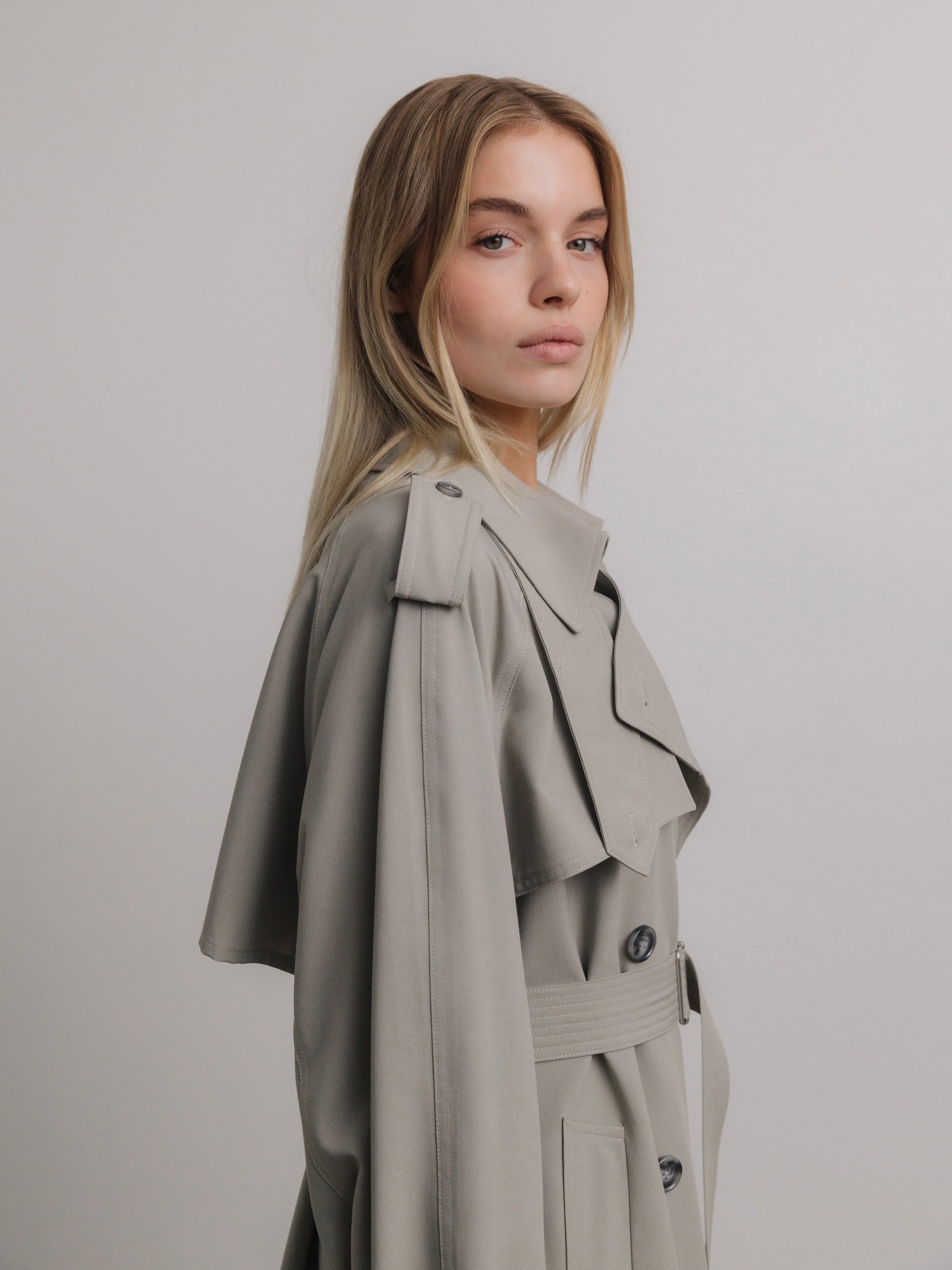 Penelope Trench Coat in Grey