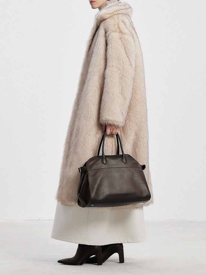 Isla Mink Faux Fur Coat in Pearl