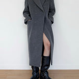 Helena Brushed Wool Coat in Dark Grey