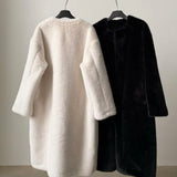 Harper Mink Faux Fur Coat in Ecru