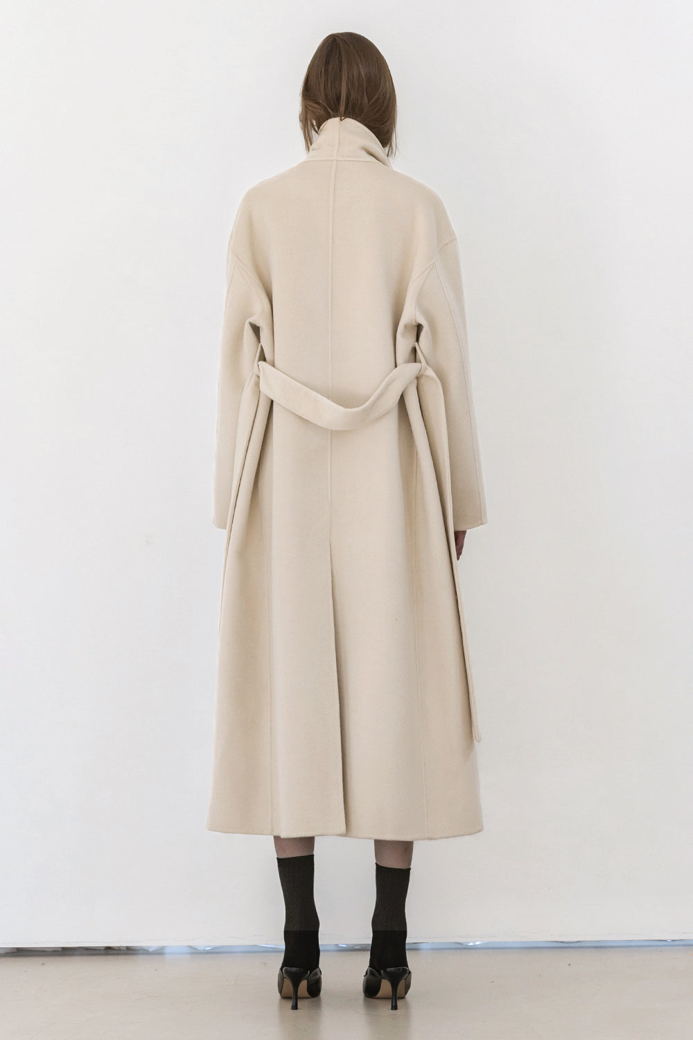 Eloise Wool Scarf Coat in Ivory