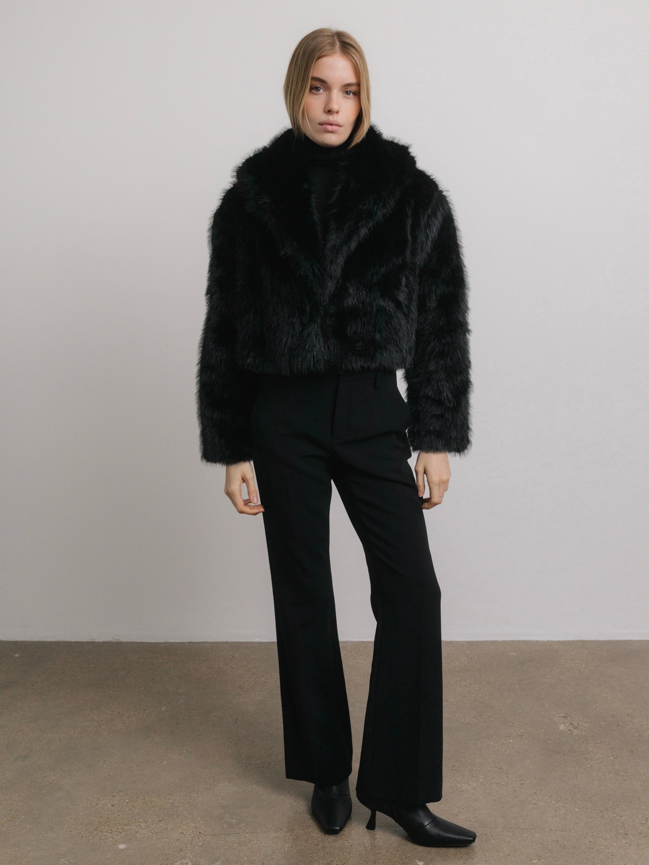 Leya Faux Fur Jacket in Black