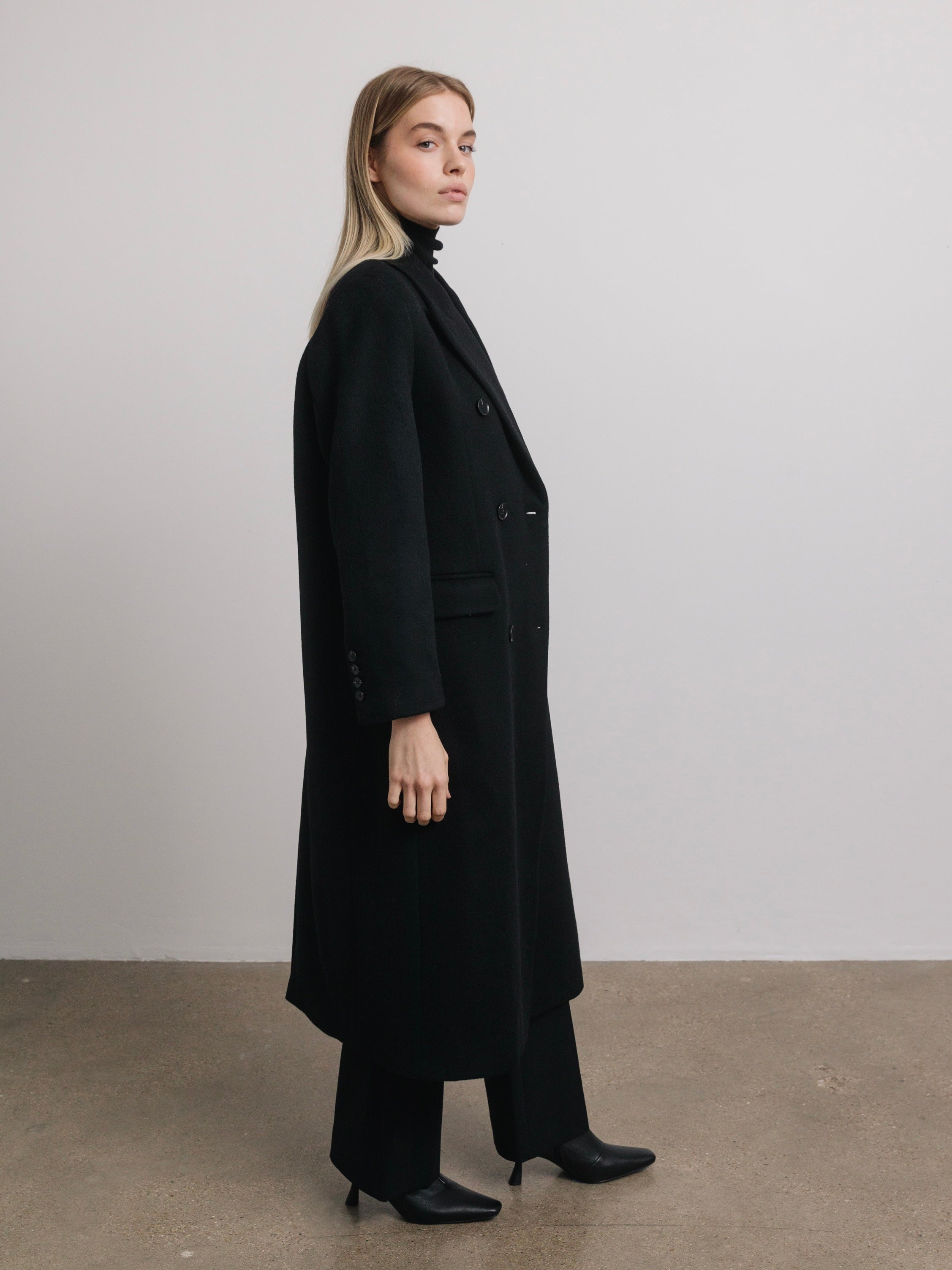 Cosette Oversized Wool Coat in Black