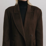 Odette Oversized Wool Coat in Chocolate