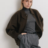 Kaia Wool Bomber Jacket in Espresso