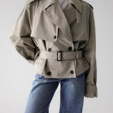 Laine Short Trench Coat in Light Beige