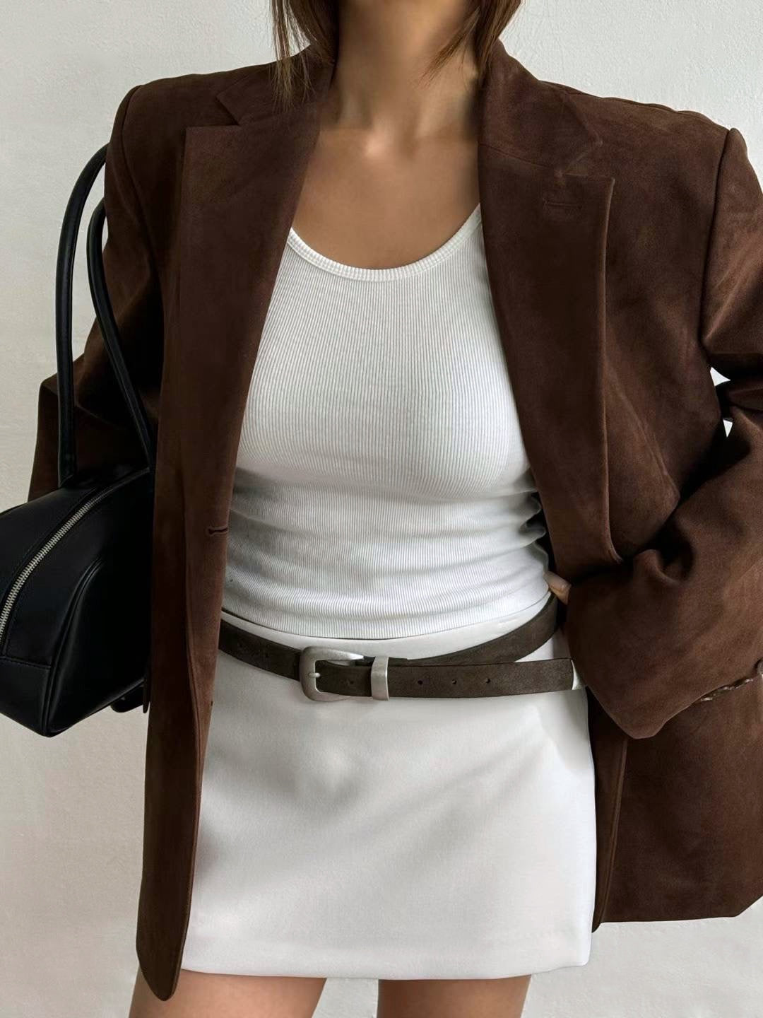 Rhone Faux Suede Jacket in Coffee