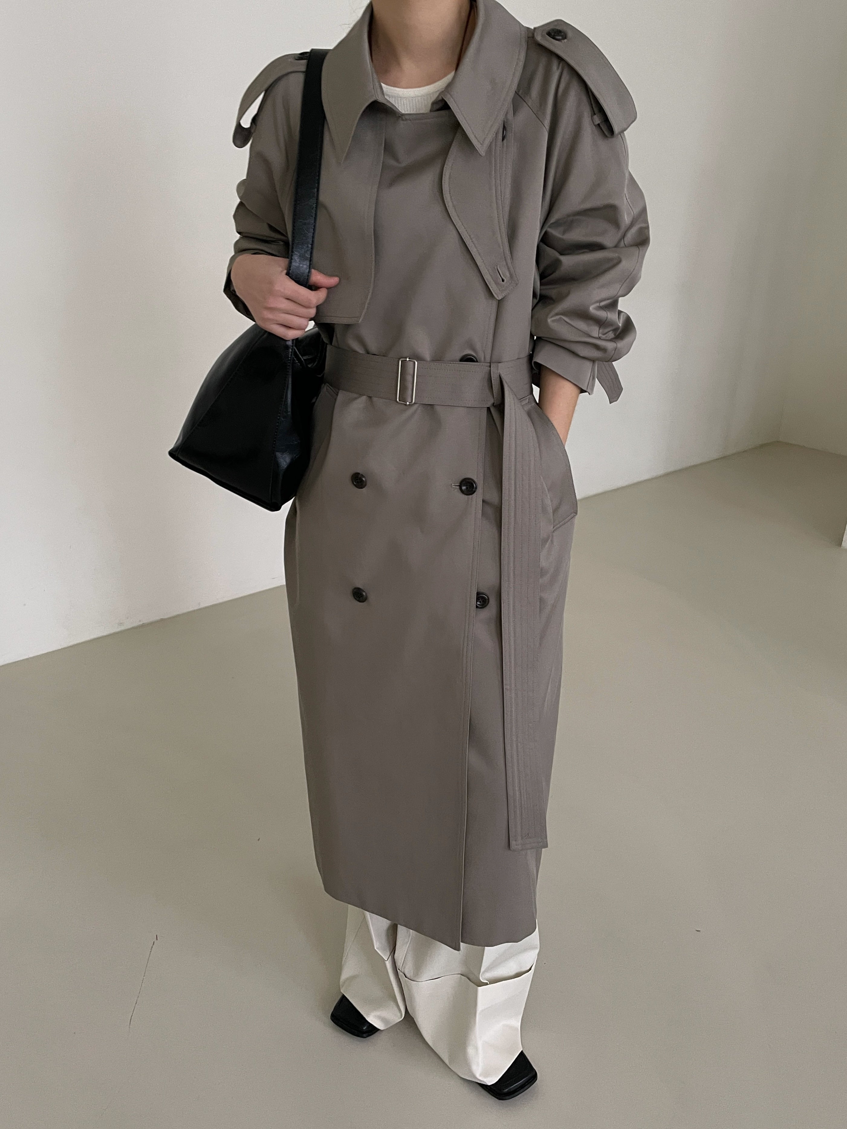 Sloane Trench Coat in Pewter