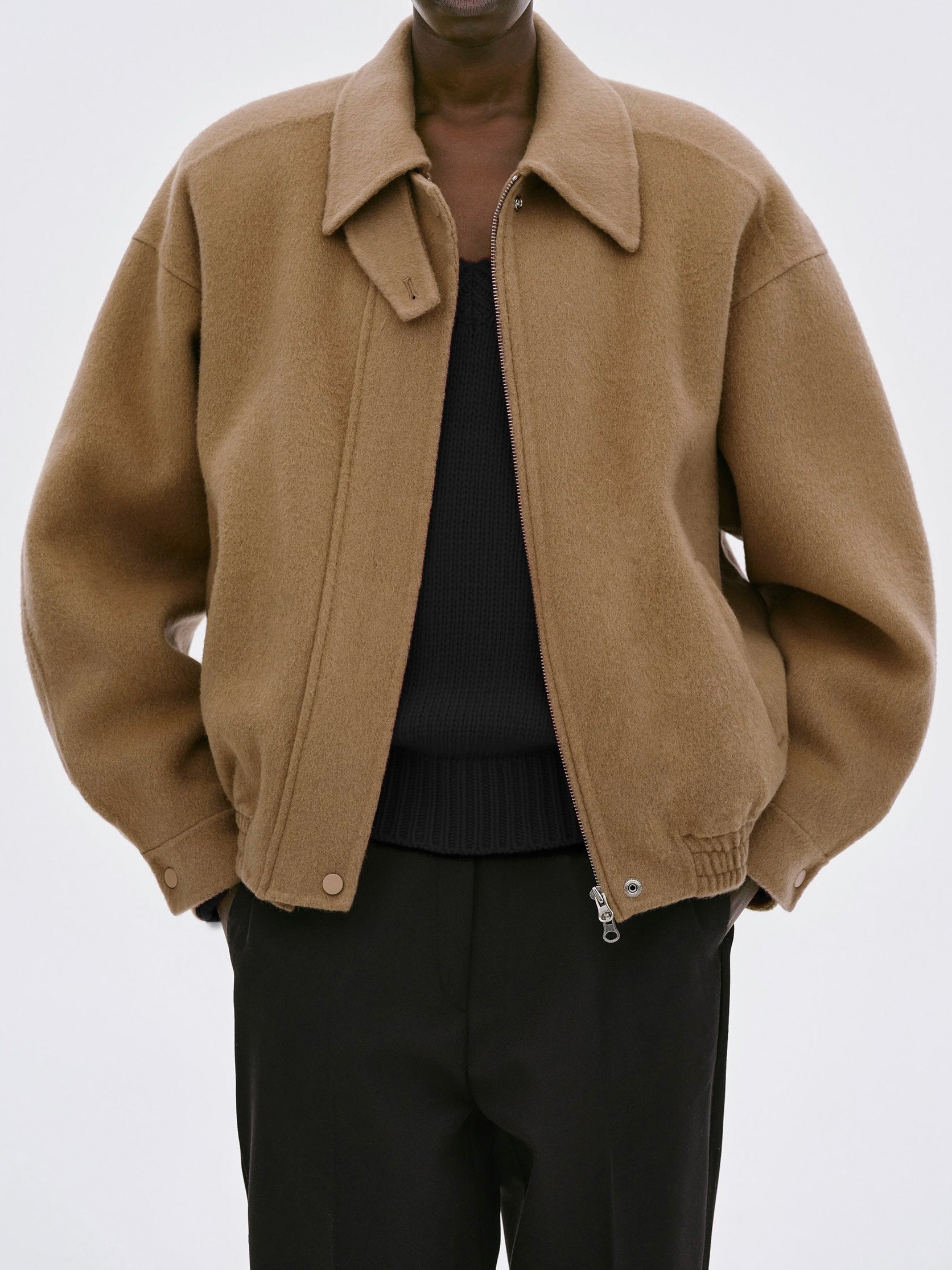 Kaia Wool Bomber Jacket in Beige