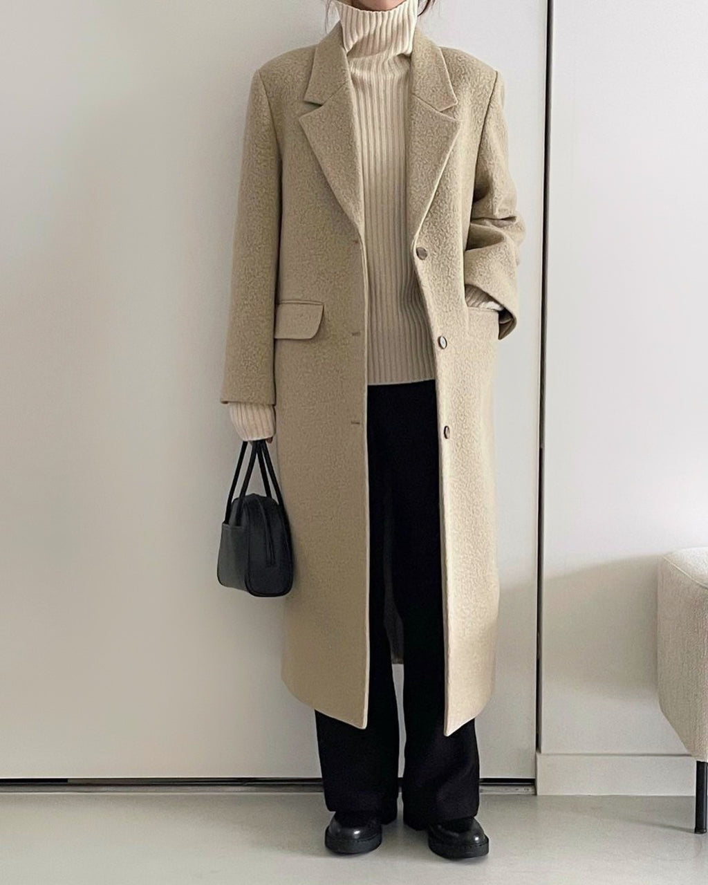 Athena Alpaca Coat in Vanilla