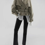 Laine Short Trench Coat in Light Beige