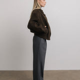 Kaia Wool Bomber Jacket in Espresso