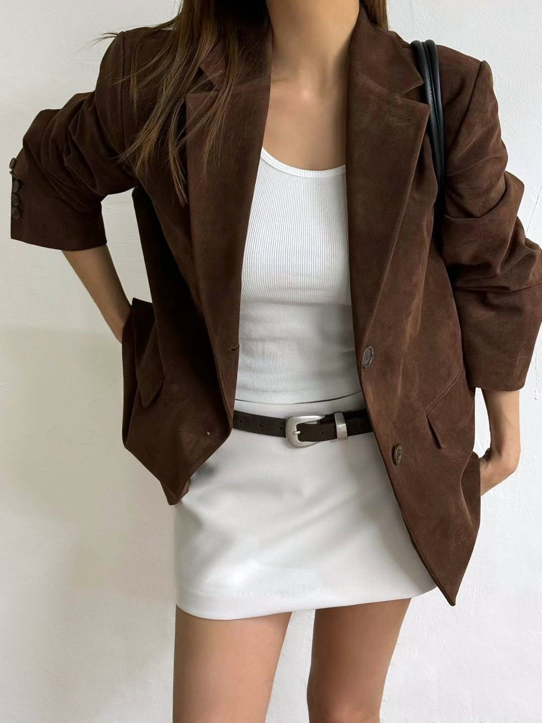 Rhone Faux Suede Jacket in Coffee