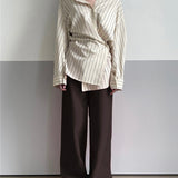 Astrid Asymmetric Striped Cotton Shirt in Pale Yellow