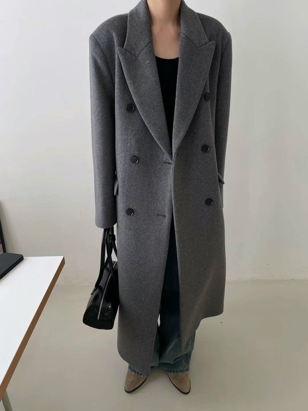 Cosette Oversized Wool Coat in Grey