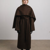 Eloise Wool Scarf Coat in Chocolate