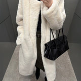 Harper Mink Faux Fur Coat in Ecru