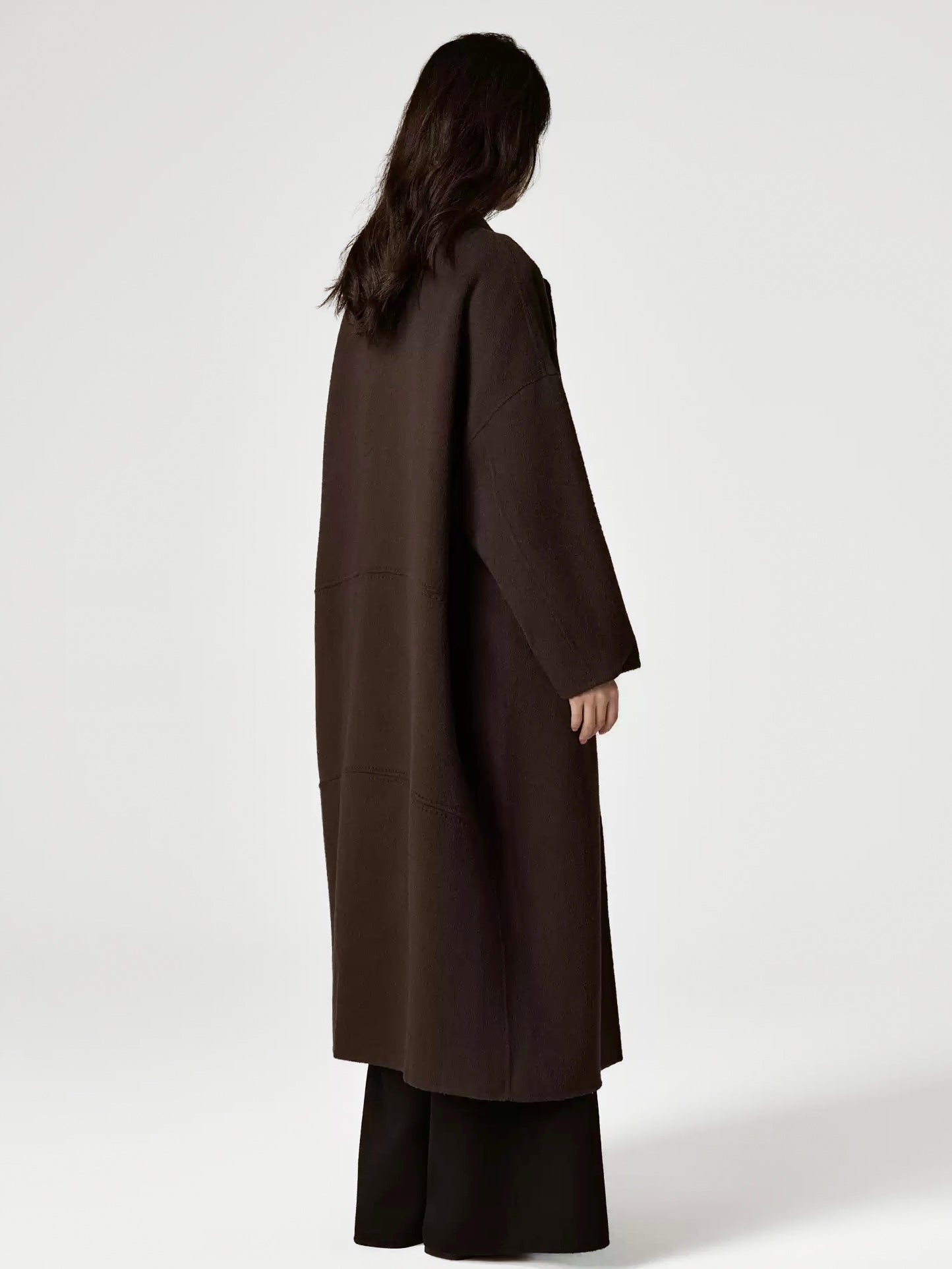 Odette Oversized Wool Coat in Chocolate