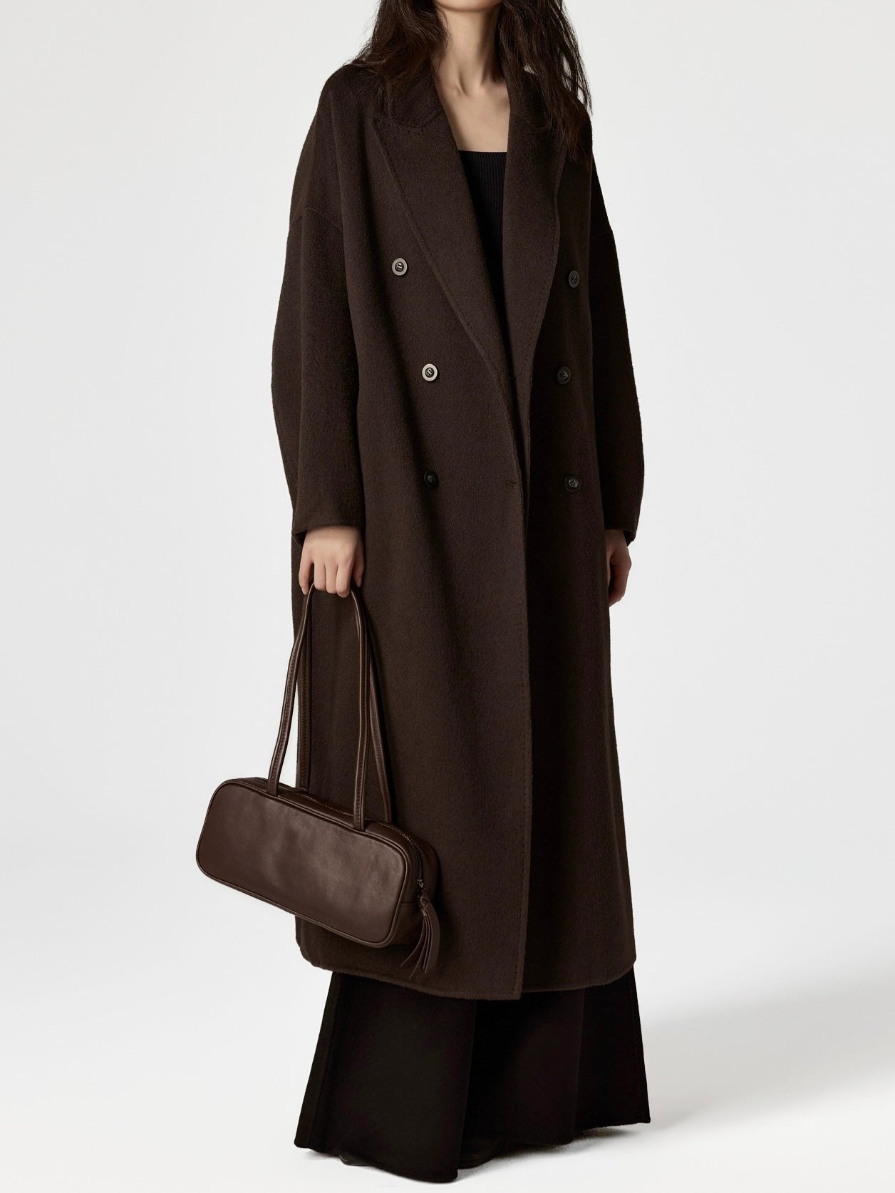 Odette Oversized Wool Coat in Chocolate