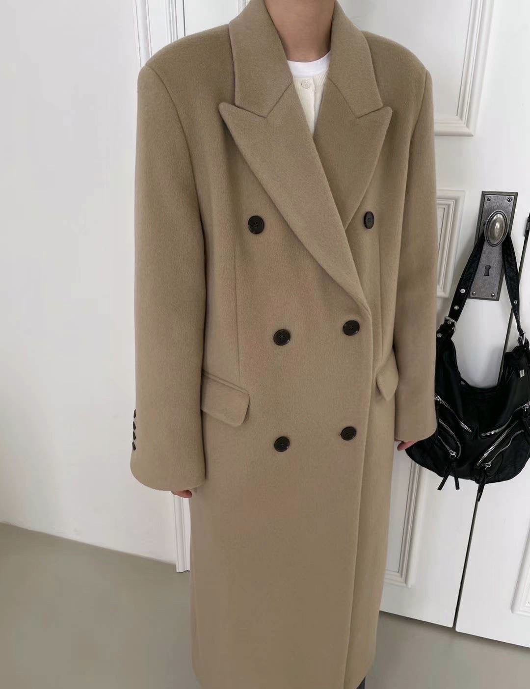 Cosette Oversized Wool Coat in Sand