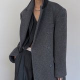 Helena Brushed Wool Coat in Dark Grey