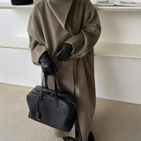 Wren Funnel Neck Wool Coat in Taupe