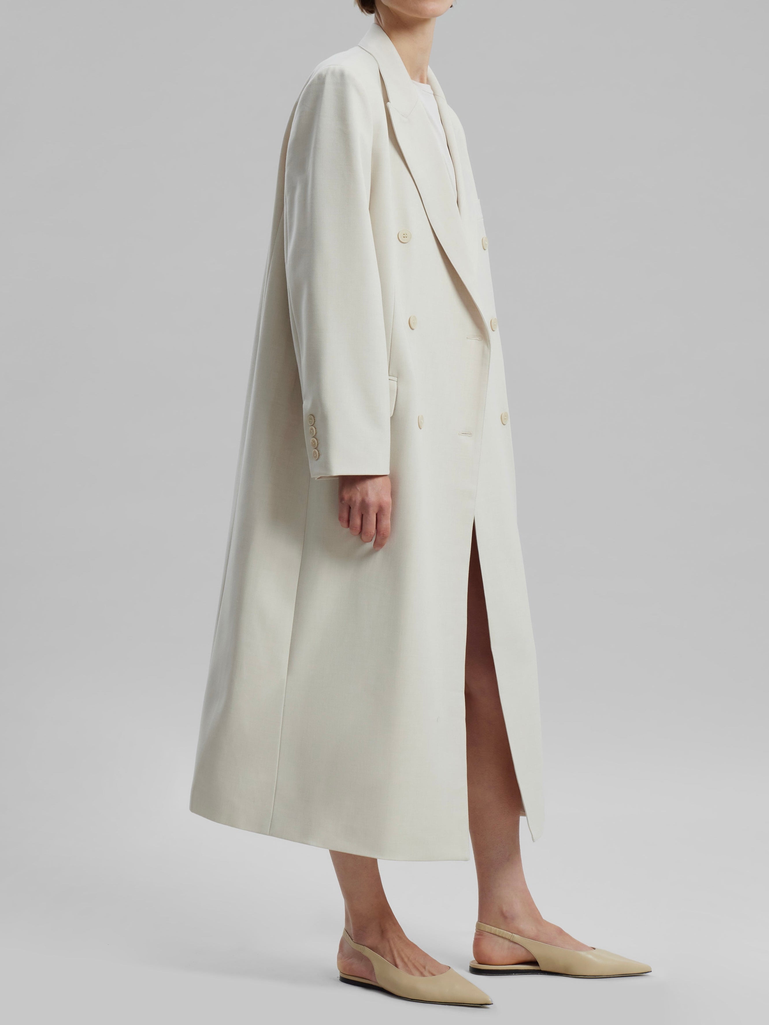 Gemma Double Breasted Coat in Eggshell