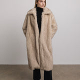 Isla Mink Faux Fur Coat in Pearl