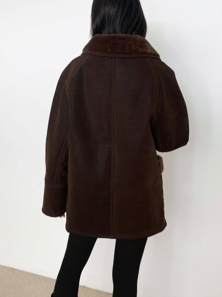 Indra Faux Shearling Suede Jacket