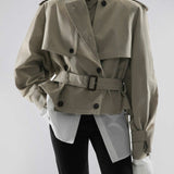 Laine Short Trench Coat in Light Beige