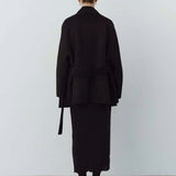 Etta Wool Jacket with Scarf in Black