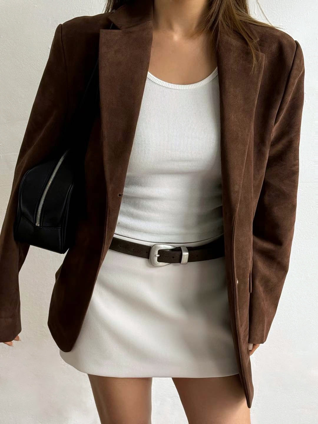 Rhone Faux Suede Jacket in Coffee