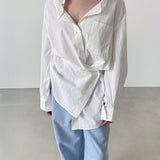 Astrid Asymmetric Striped Cotton Shirt in White