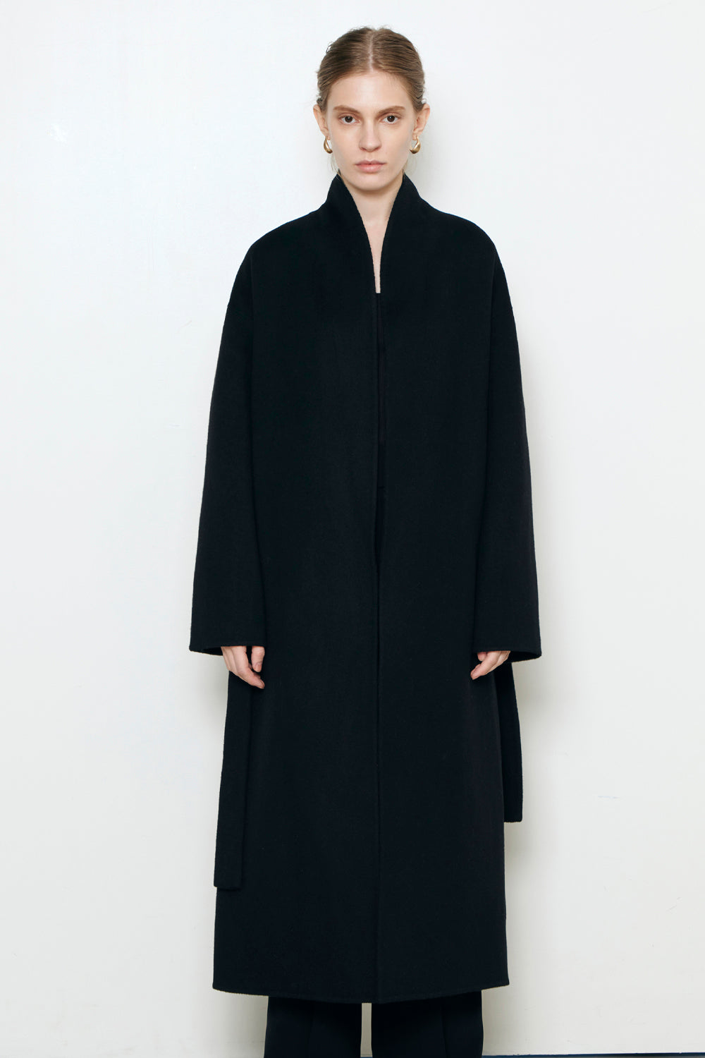 Eloise Wool Scarf Coat in Black