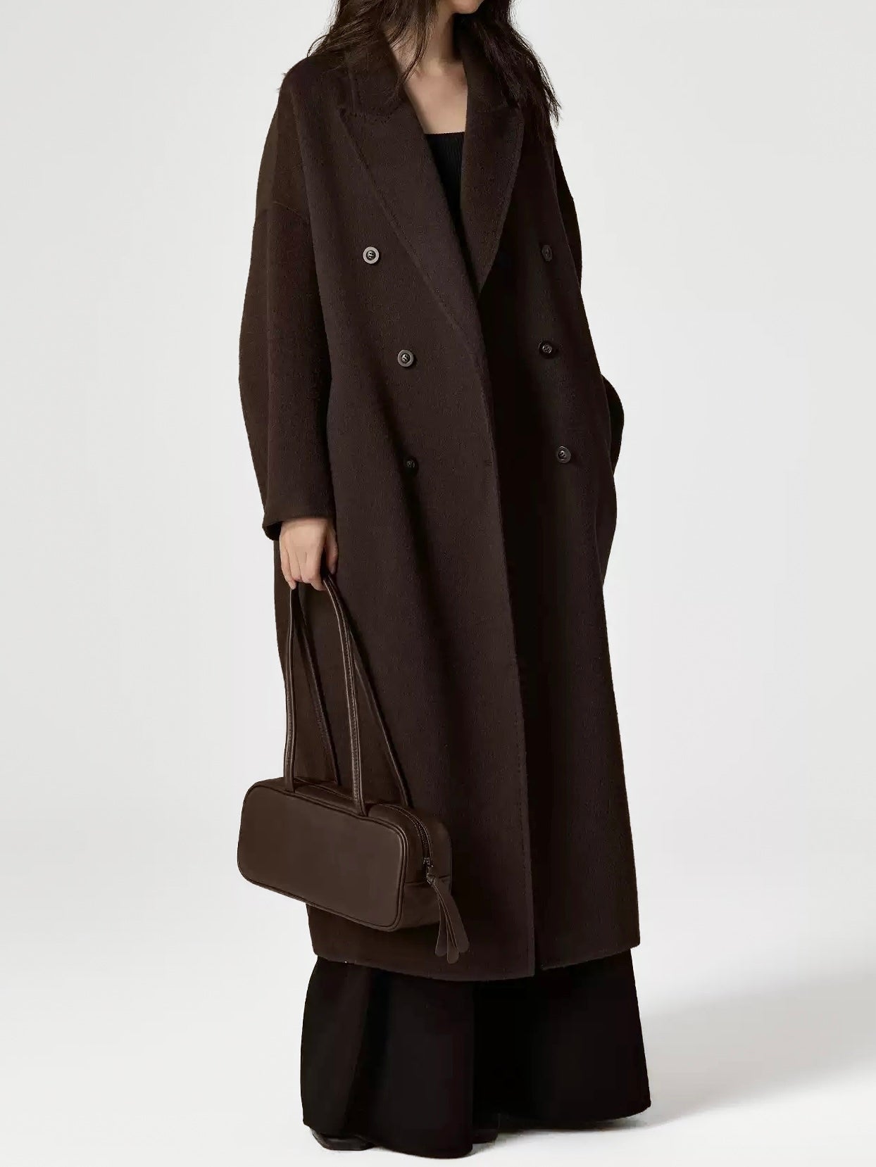 Odette Oversized Wool Coat in Chocolate