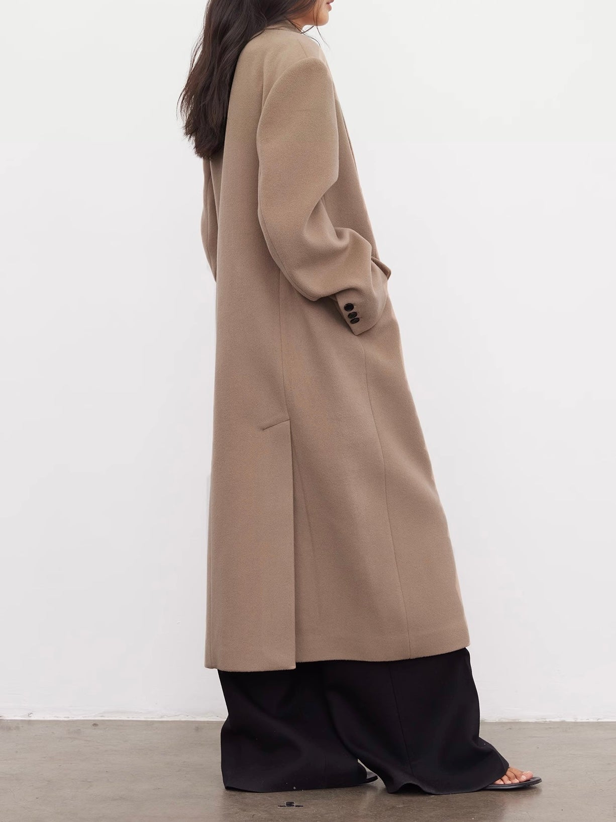 Marieke Wool Oversized Coat in Beige