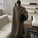 Wren Funnel Neck Wool Coat in Taupe