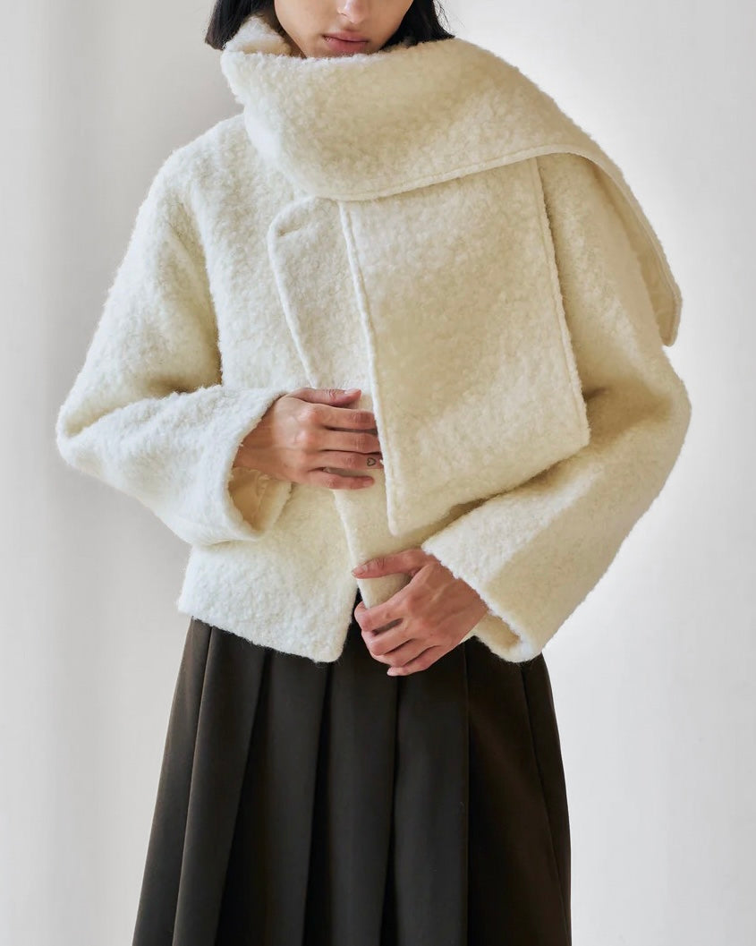 Michele Boucle Wool Scarf Coat