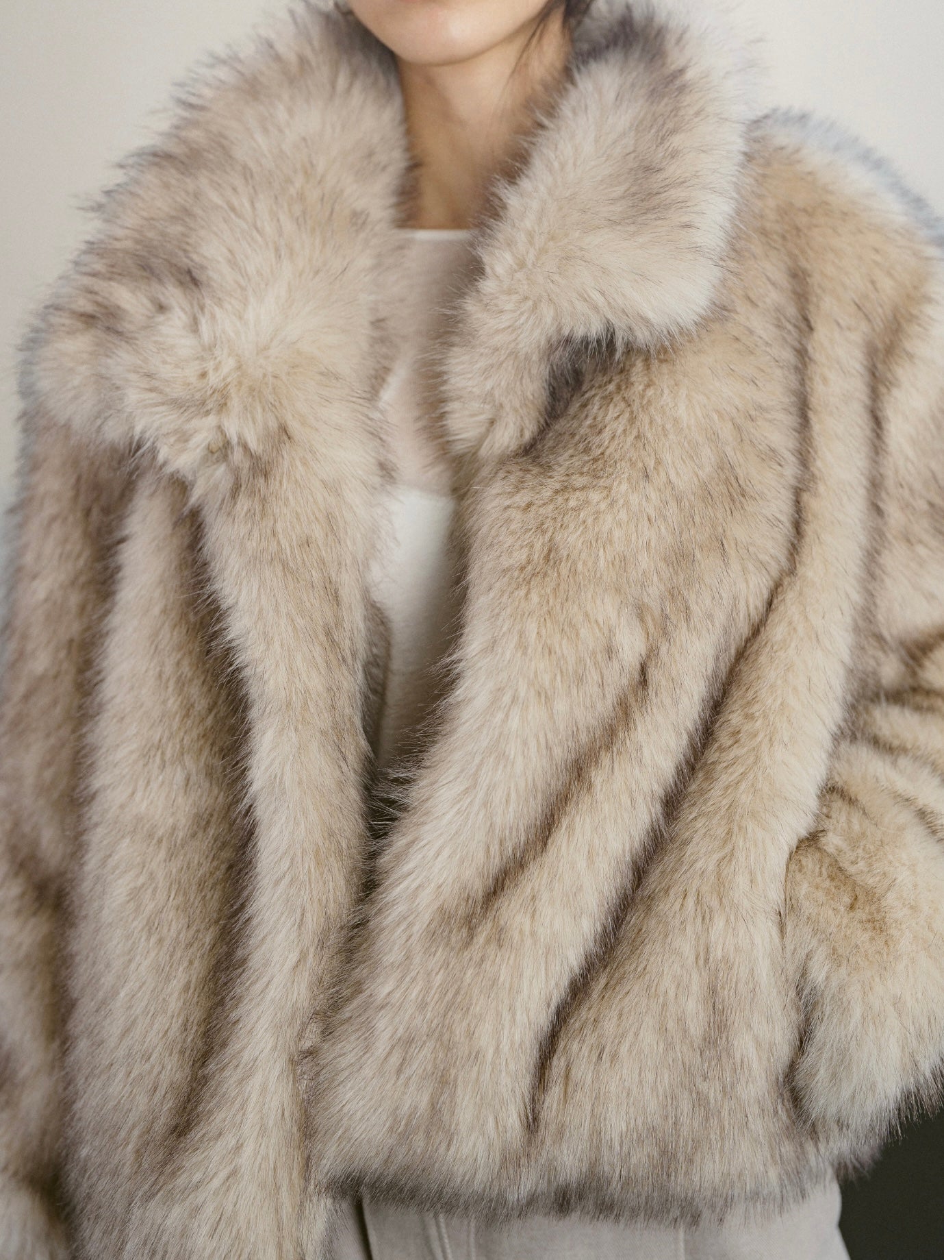 Celeste Faux Fur Jacket in Natural