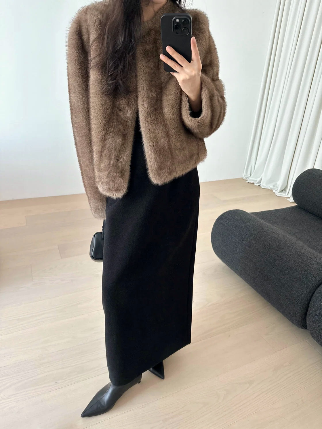 Louise Faux Fur Jacket in Cocoa