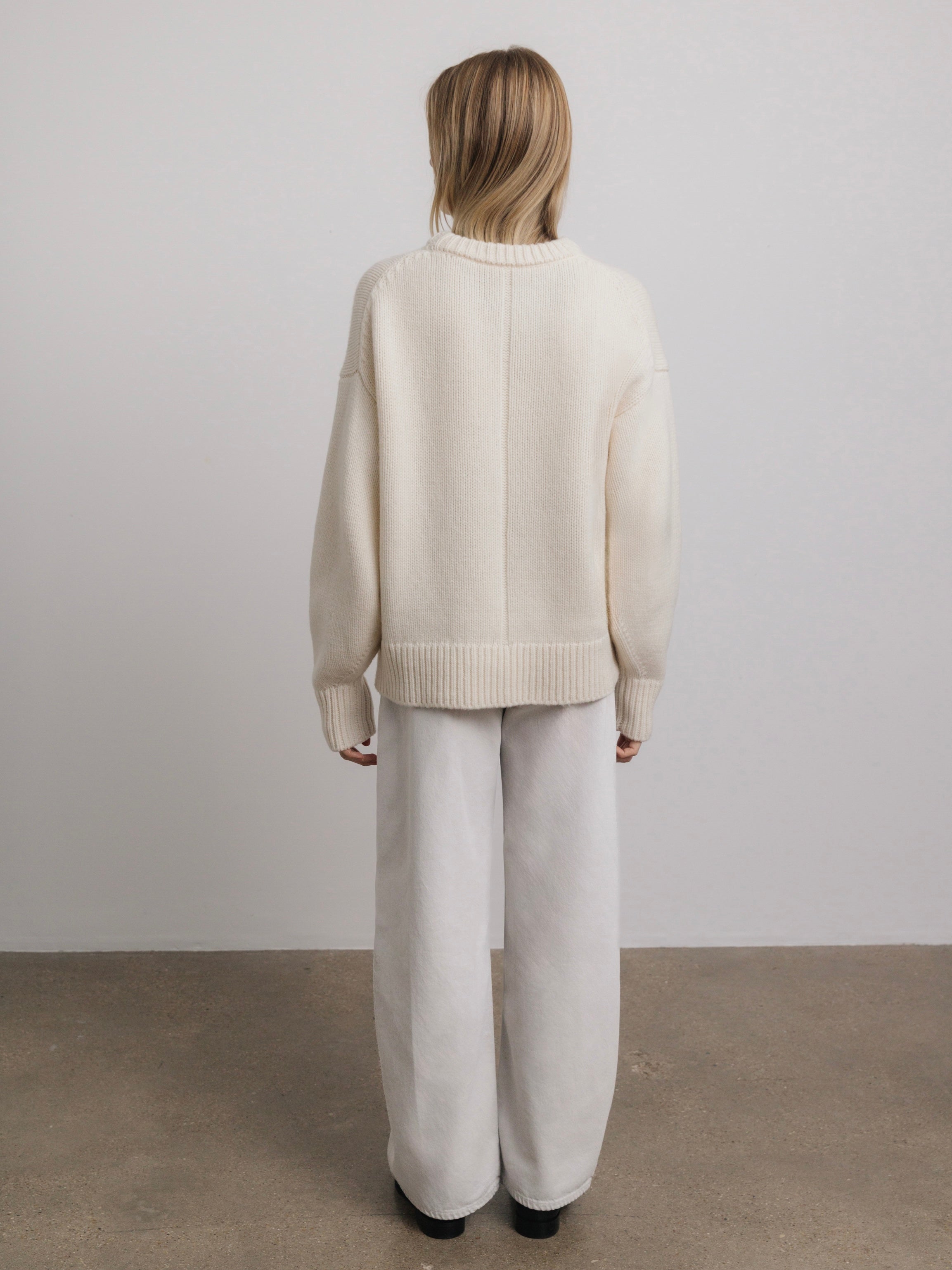 Lila Crewneck Wool Sweater in Ivory