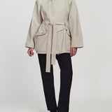 Zahra Belted Utility Jacket in Off White