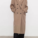 Marieke Wool Oversized Coat in Dark Taupe