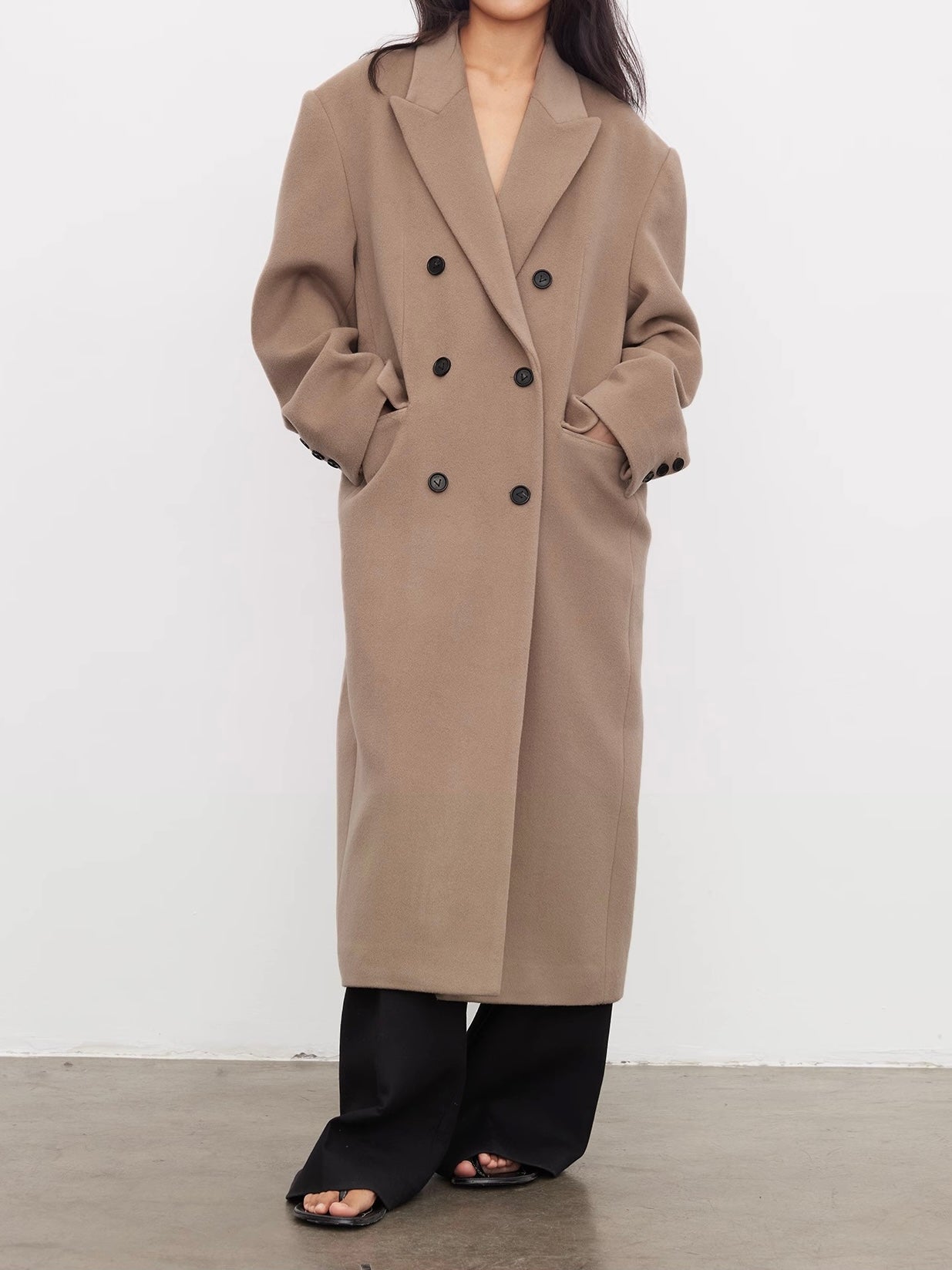 Marieke Wool Oversized Coat in Beige