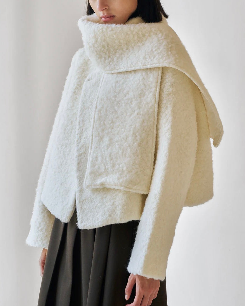 Michele Boucle Wool Scarf Coat