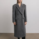 Helena Brushed Wool Coat in Dark Grey