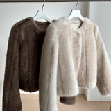 Louise Faux Fur Jacket in Cocoa