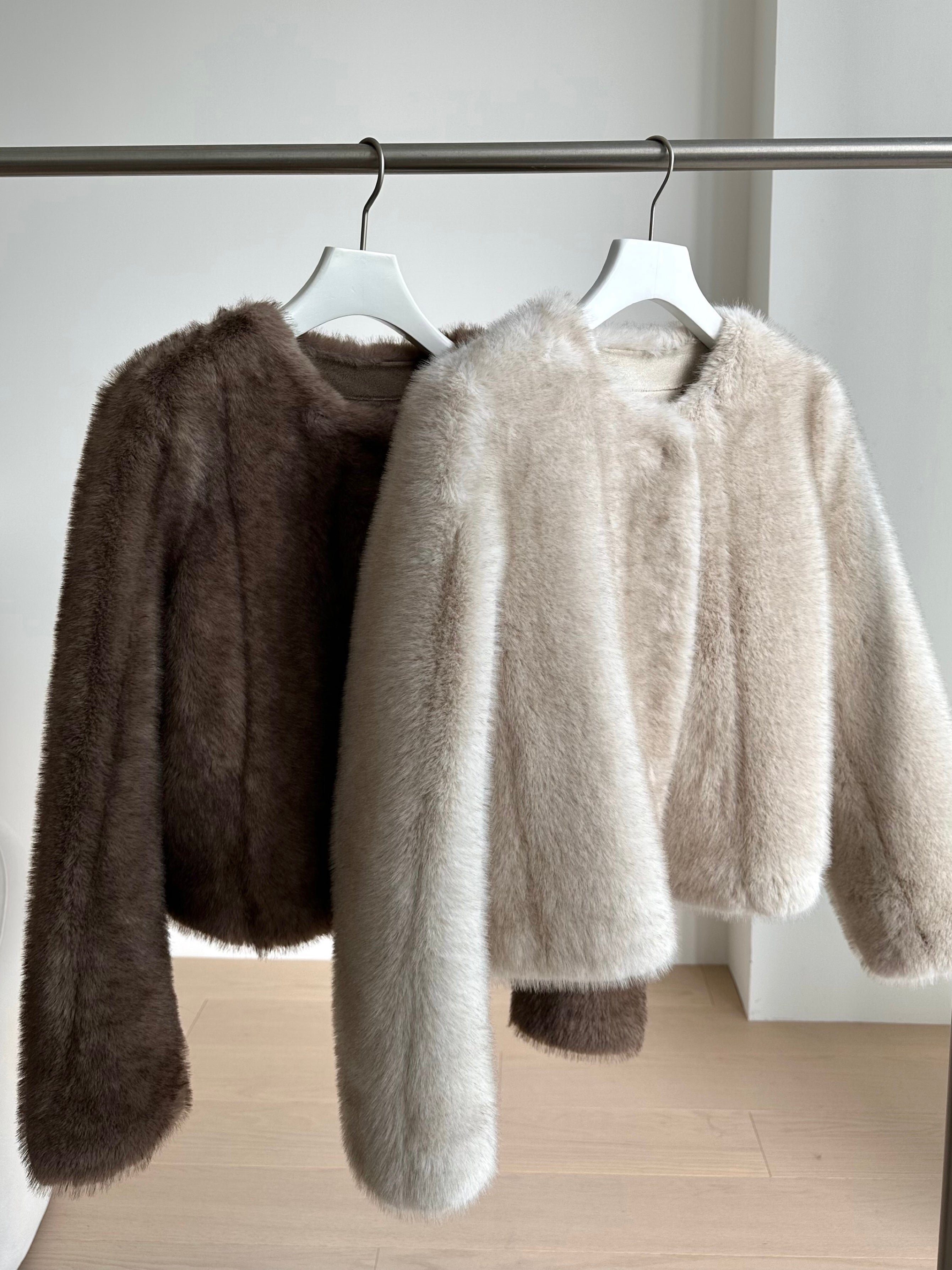 Louise Faux Fur Jacket in Cocoa